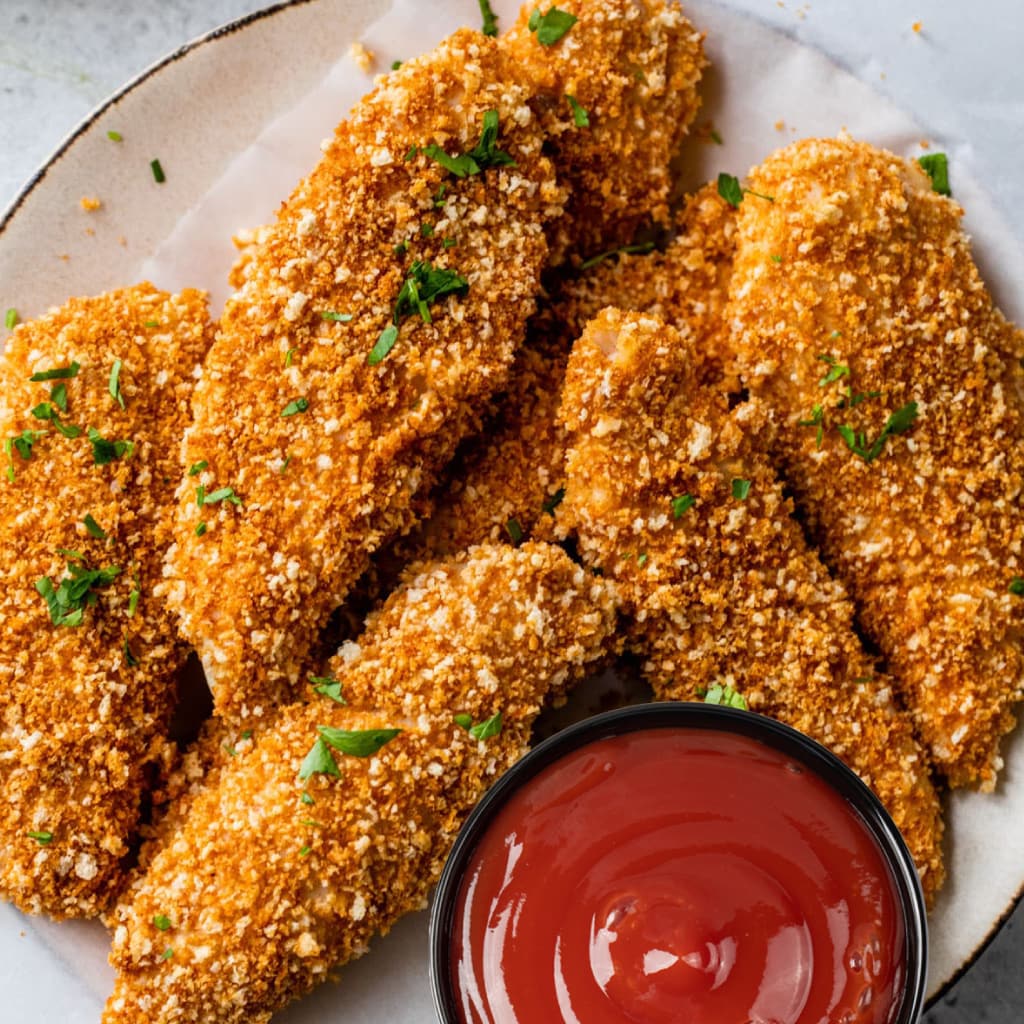 Tenders de pollo con salsa sweet chilli Tenders de pollo con salsa sweet chilli
