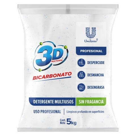 Detergente Polvo 3D Multiusos PRO 5Kg - Detergente en polvo multiusos 5kg concentrado sin fragancia