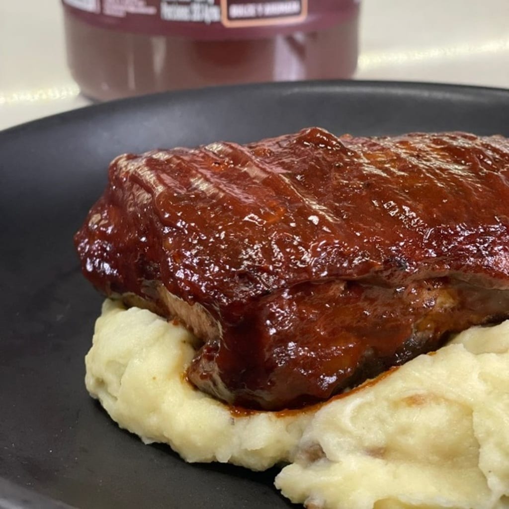 Costillas bbq con pure de papa Costillas bbq con pure de papa