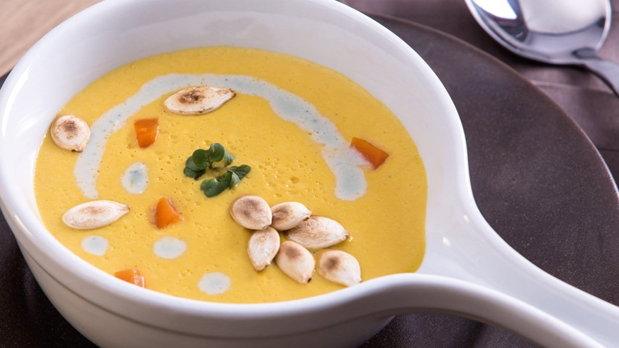 Sopa de Calabaza y Zanahoria con Queso Azul – - Receta