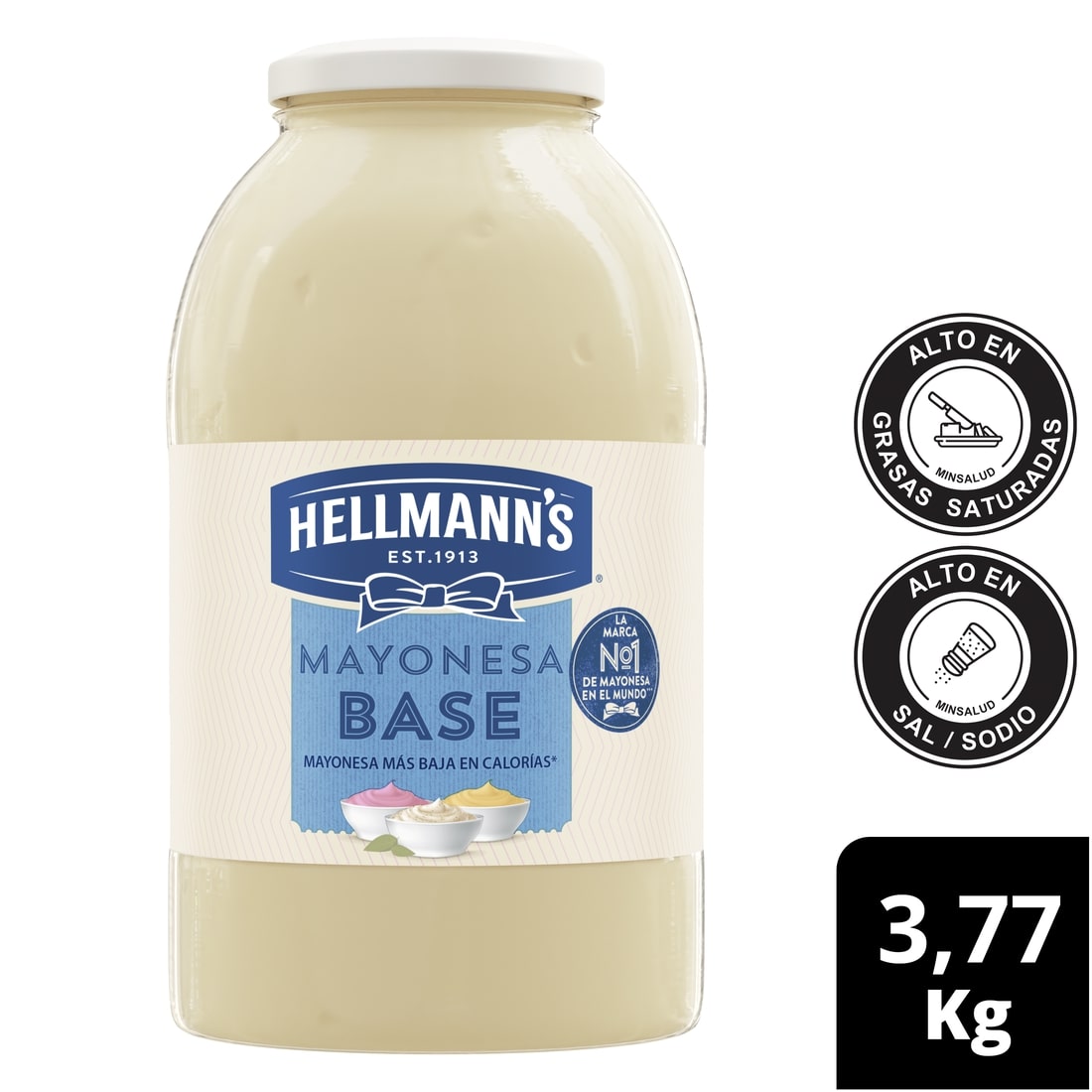 Hellmann's® Mayonesa Base 3.770 kg - Descubre Hellmann’s® Mayonesa Base, es una salsa equilibrada en sabor y consistencia, por lo que ofrece un gran rendimiento.