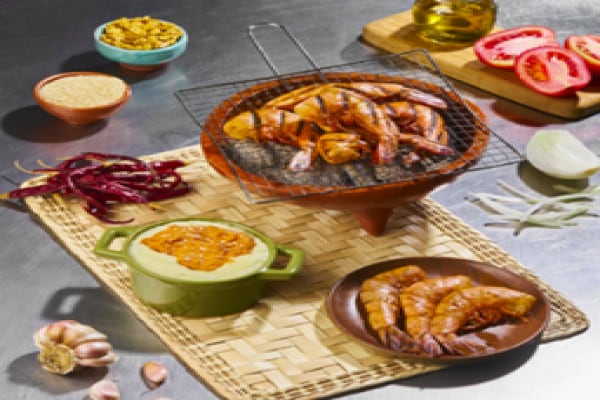 Camarones asados cocidos al grill