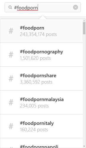 Búsquedas de hashtags en Instagram