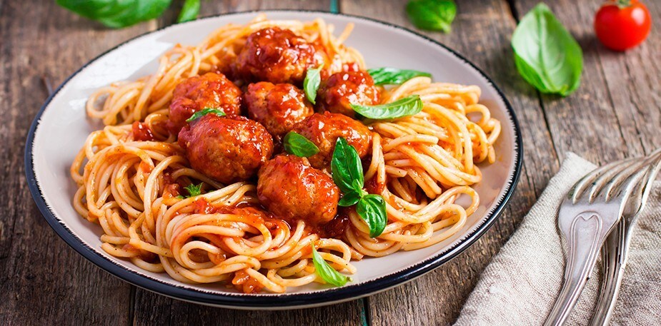 Fotografía para pasta con albóndigas