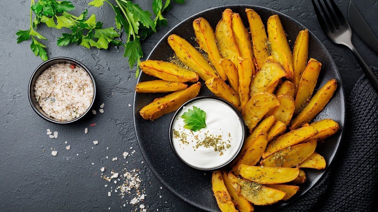 Cascos de papa con aderezo